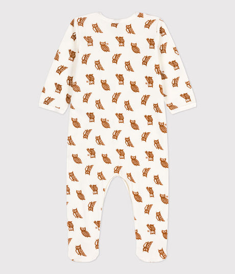 BABIES' OWL PATTERNED VELOUR SLEEPSUIT