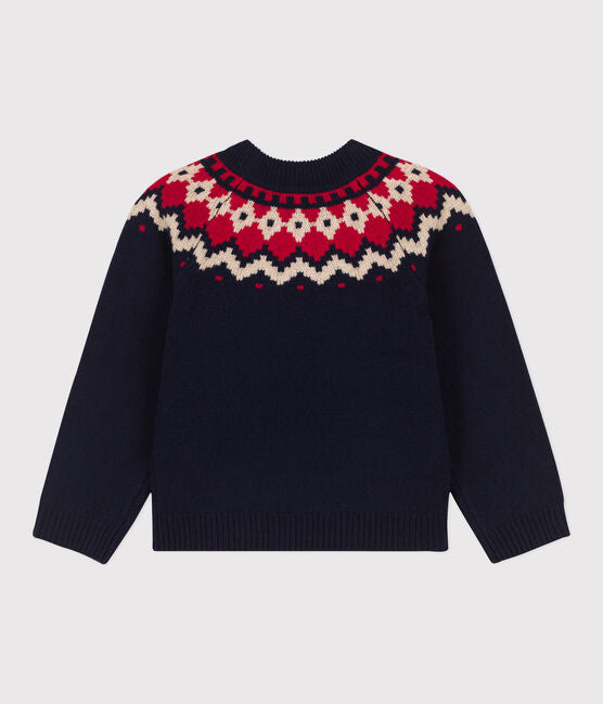 Boys' WooL/Cotton Patterned Knit Pullover