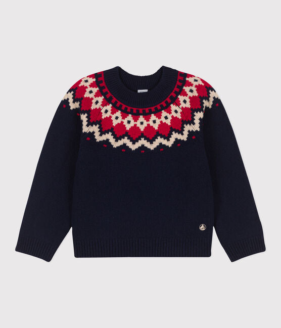 Boys' WooL/Cotton Patterned Knit Pullover