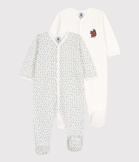 BABIES' FLORAL COTTON SLEEPSUITS - 2-PACK