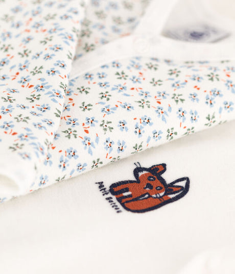 BABIES' FLORAL COTTON SLEEPSUITS - 2-PACK