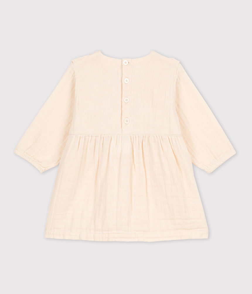 Babies' Long-Sleeved Cotton Gauze Dress