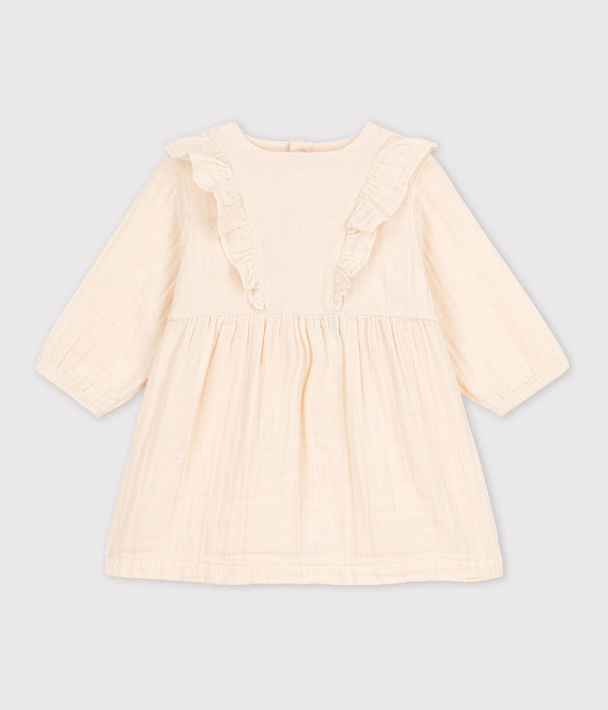 Babies' Long-Sleeved Cotton Gauze Dress