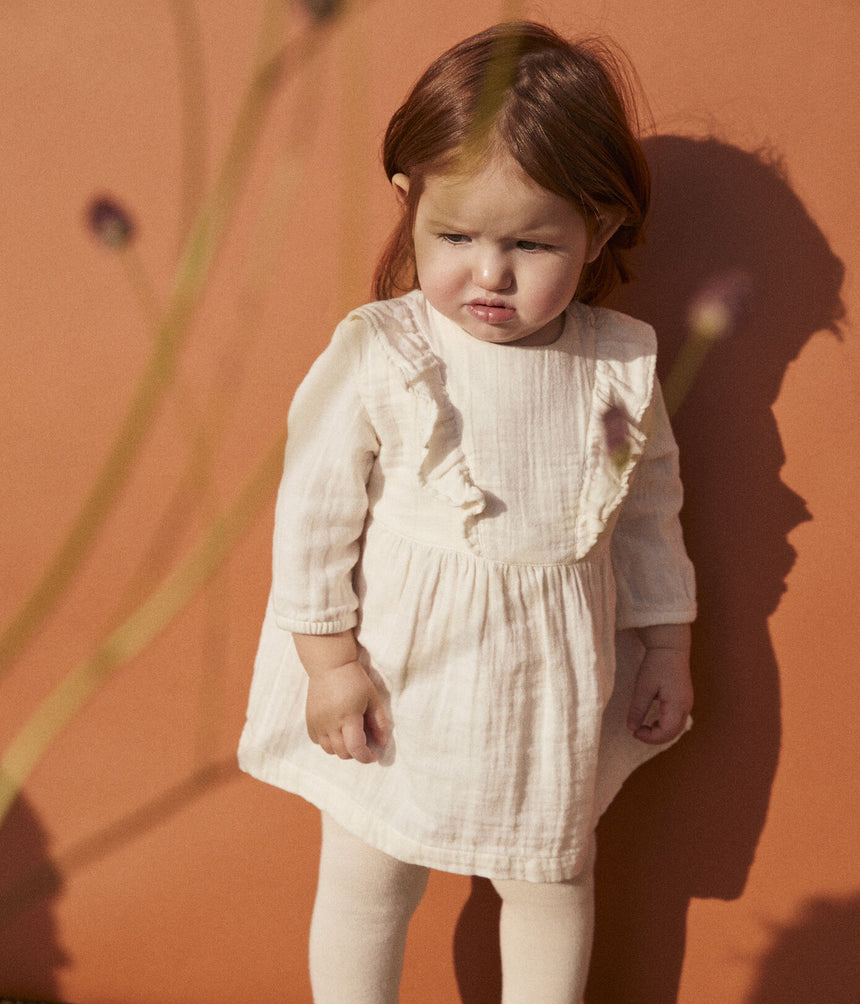 Babies' Long-Sleeved Cotton Gauze Dress