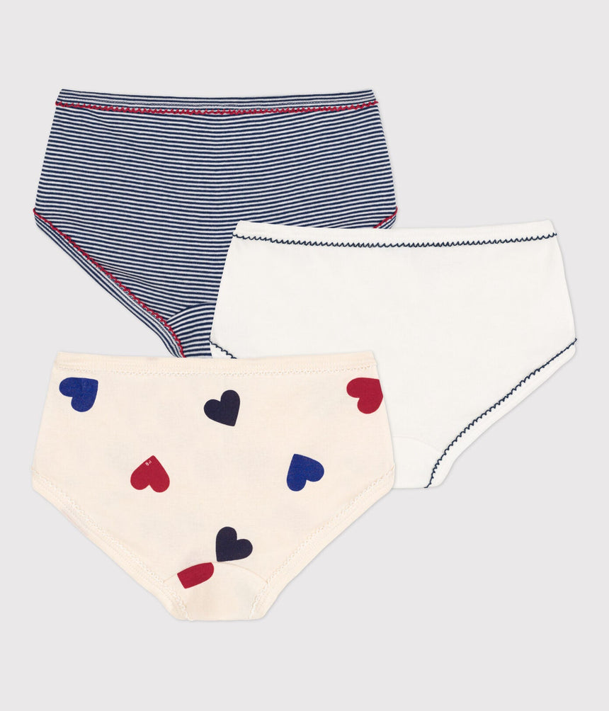 GIRLS' HEART PATTERNED COTTON BRIEFS - 3 PACK