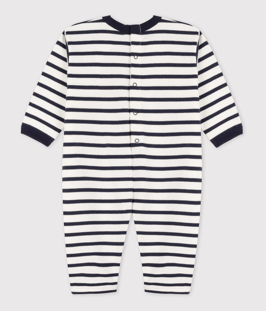 Babies' Thick Jersey Stripy Breton Jumpsuit