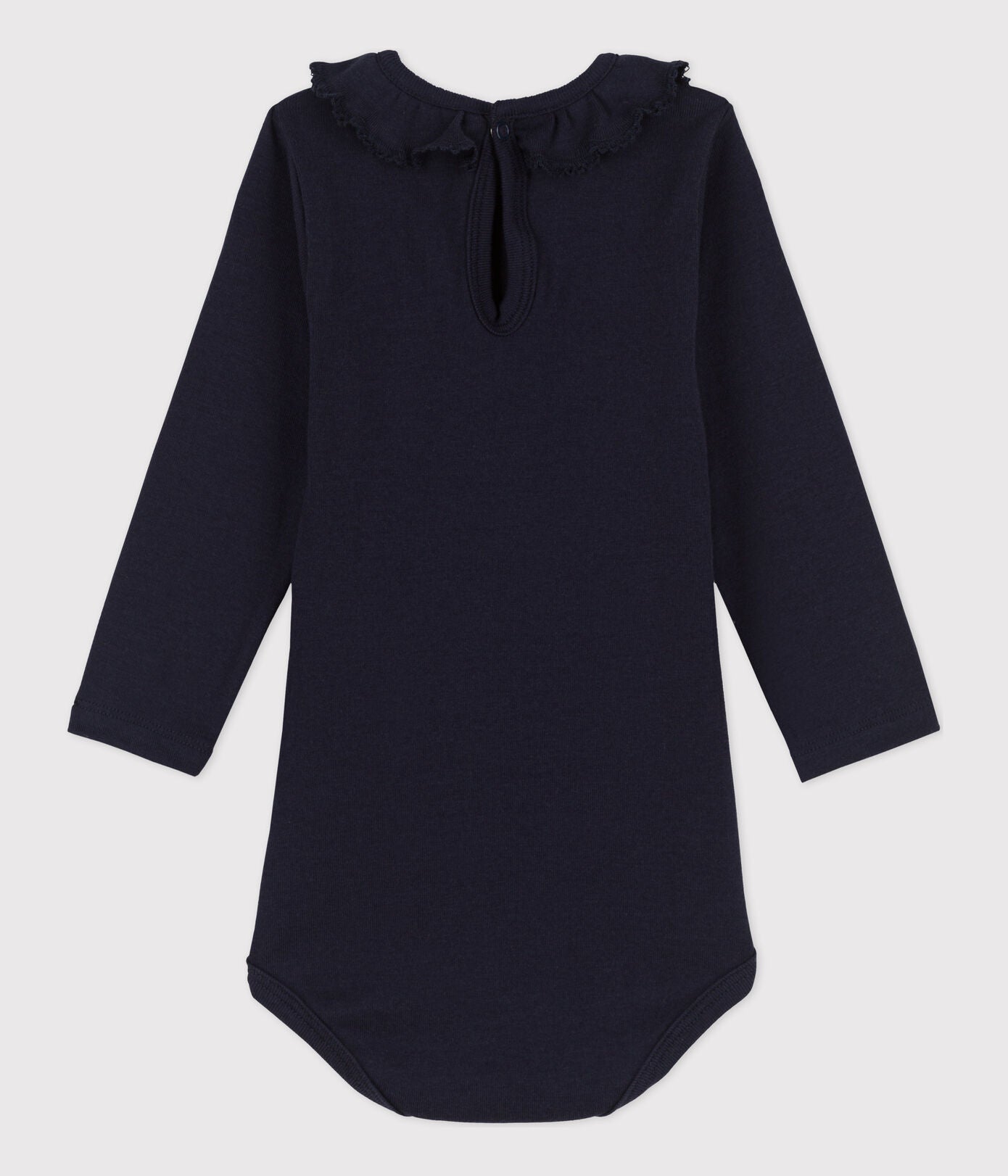 BABIES' LONG-SLEEVED COTTON BODYSUIT WITH RUFF COLLAR BABIES' LONG-SLEEVED COTTON BODYSUIT WITH RUFF COLLAR