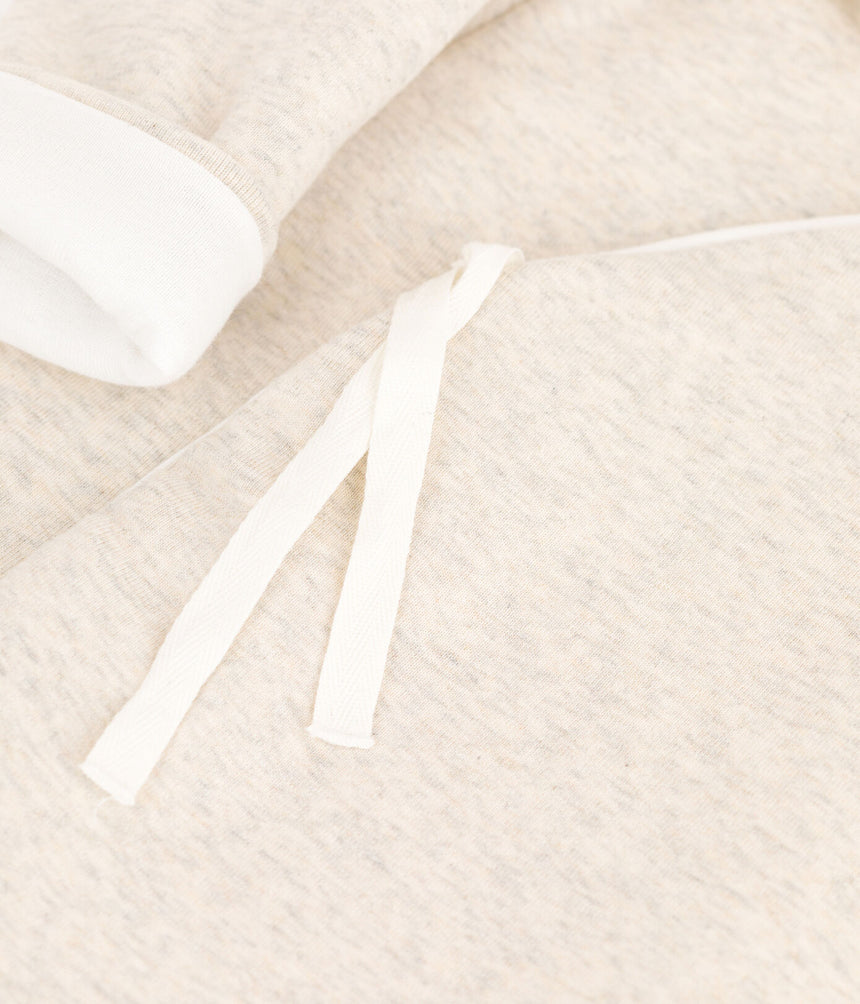 BABIES' MARLED GREY ORGANIC COTTON HOODED JUMPSUIT