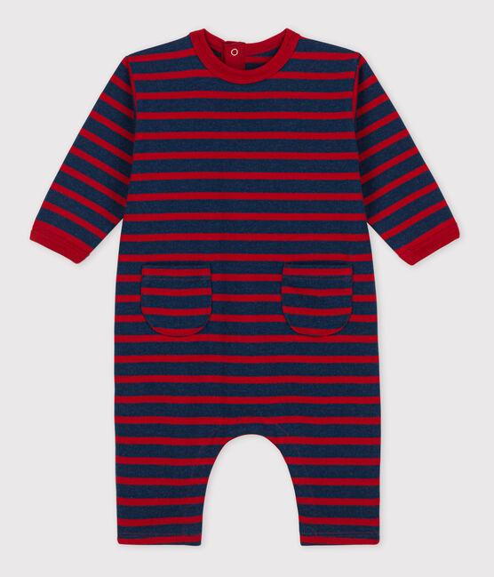 Babies' Thick Jersey Stripy Breton Jumpsuit