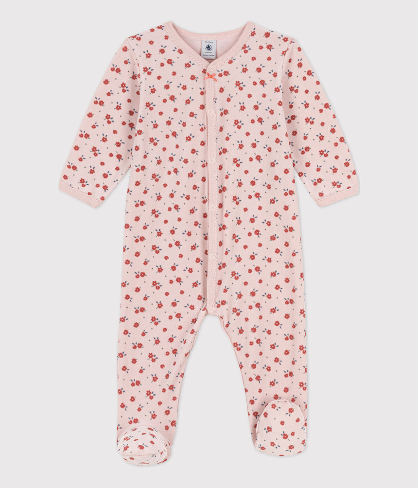 BABIES' FLORAL VELOUR SLEEPSUIT