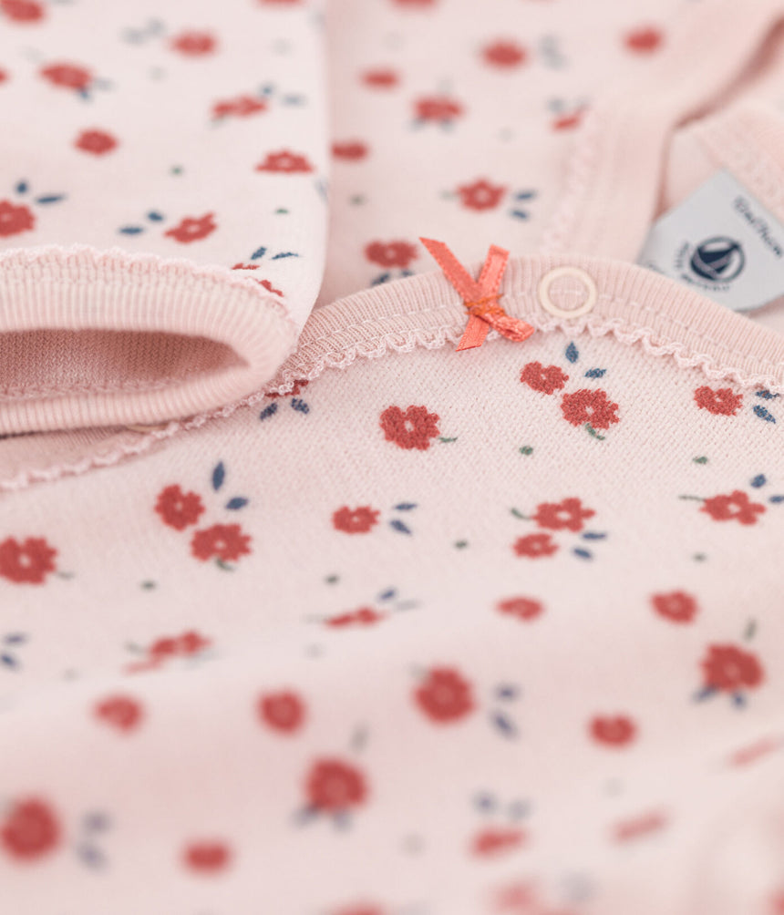BABIES' FLORAL VELOUR SLEEPSUIT