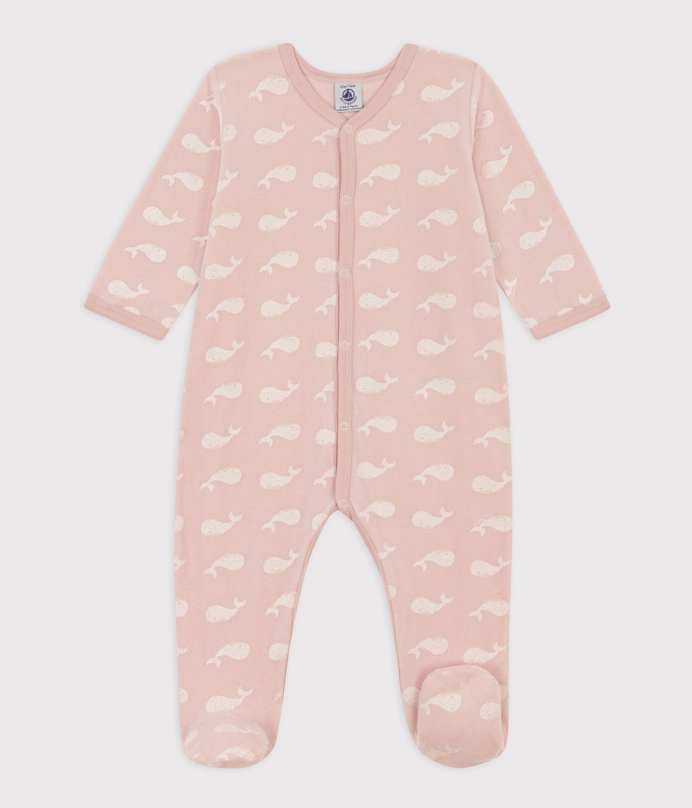VELOUR PINK WHALE SLEEPSUIT VELOUR PINK WHALE SLEEPSUIT