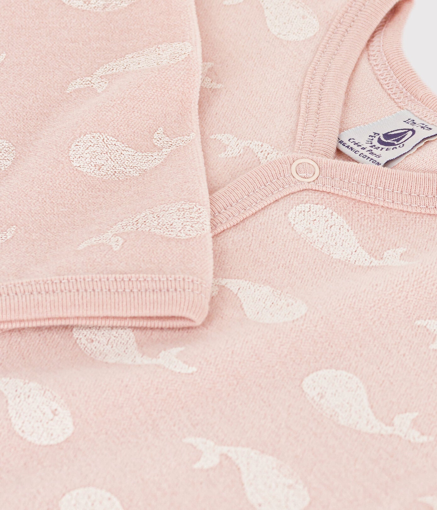 VELOUR PINK WHALE SLEEPSUIT VELOUR PINK WHALE SLEEPSUIT