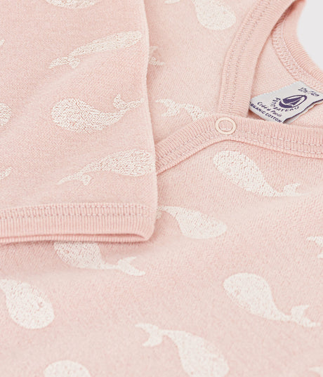 VELOUR PINK WHALE SLEEPSUIT