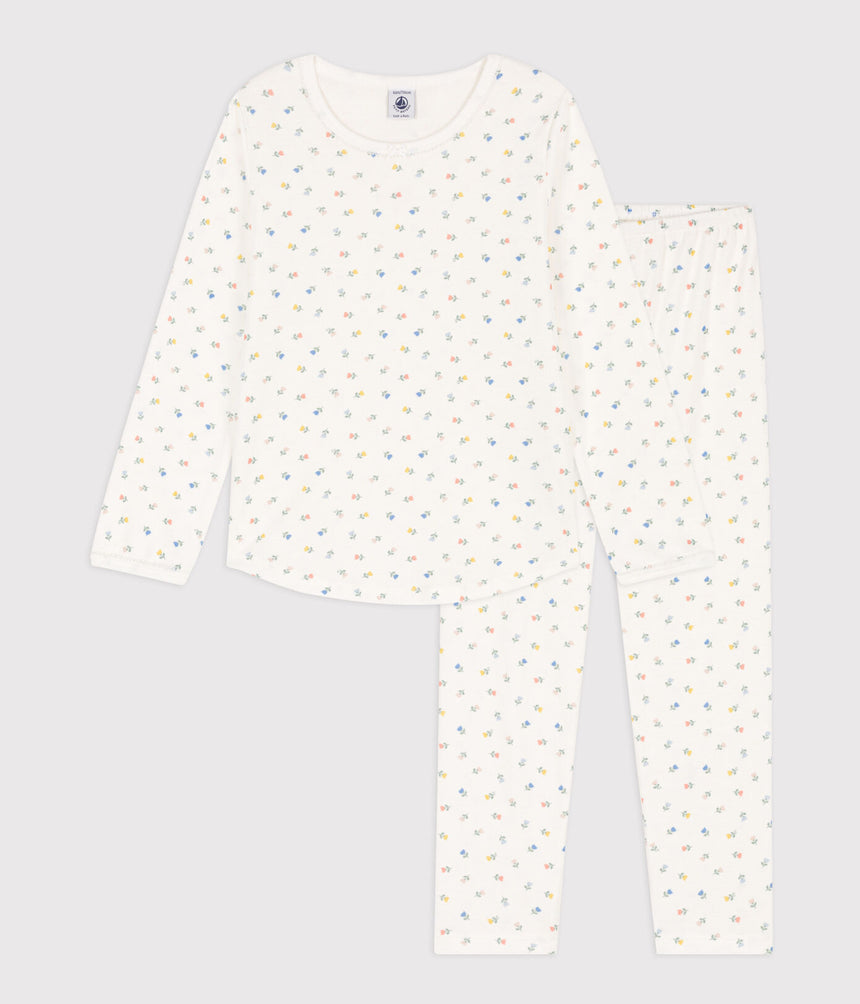 GIRLS' FLORAL COTTON PYJAMAS