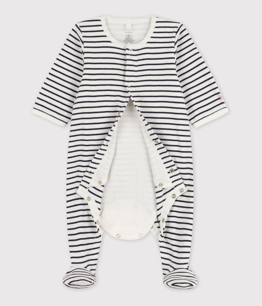 BABIES' STRIPY COTTON BODYJAMA