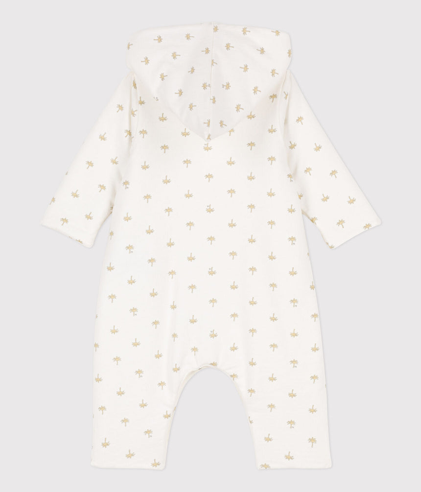 BABIES QUILTED COTTON HOODED JUMPSUIT