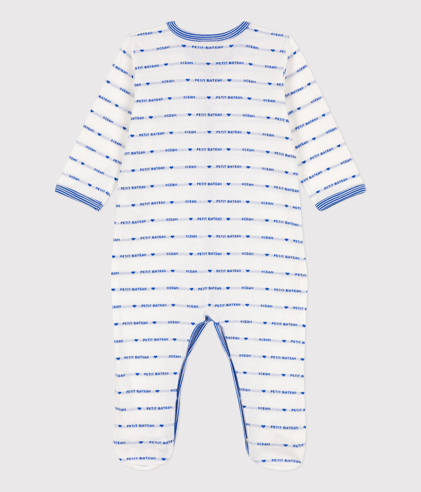 PATTERNED KNIT COTTON SLEEPSUIT