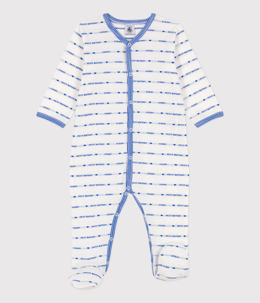 PATTERNED KNIT COTTON SLEEPSUIT