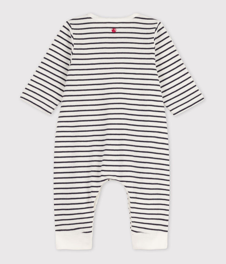 BABIES' STRIPED ORGANIC COTTON LONG PLYSUIT