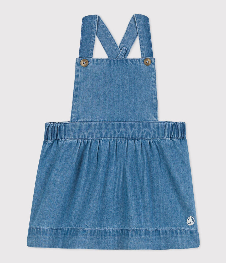 BABIES' SLEEVELESS LIGHT DENIM DRESS