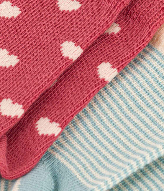 BABIES' COTTON JERSEY HEART PATTERNED SOCKS - 2-PACK