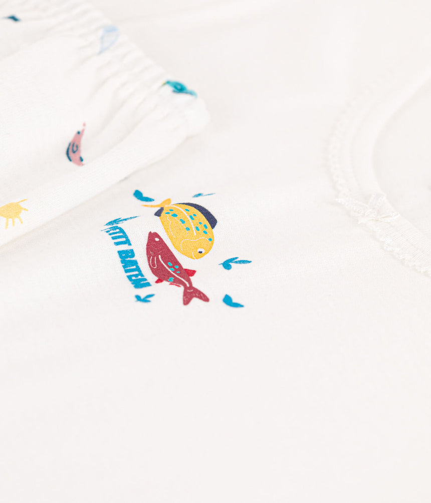 GIRLS' SEA LIFE THEMED SHORT COTTON PYJAMAS