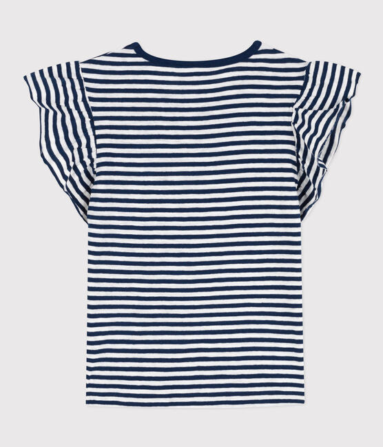 GIRLS' STRIPED COTTON T-SHIRT