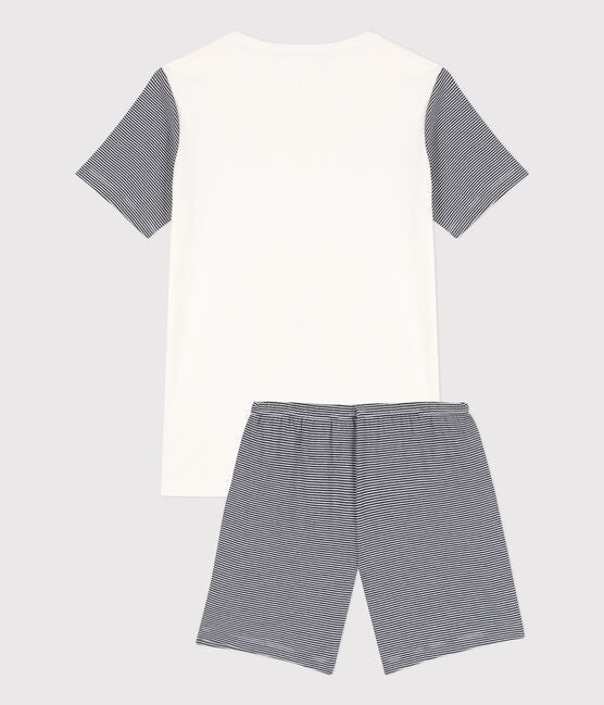 BOYS' PINSTRIPED SHORT COTTON PYJAMAS