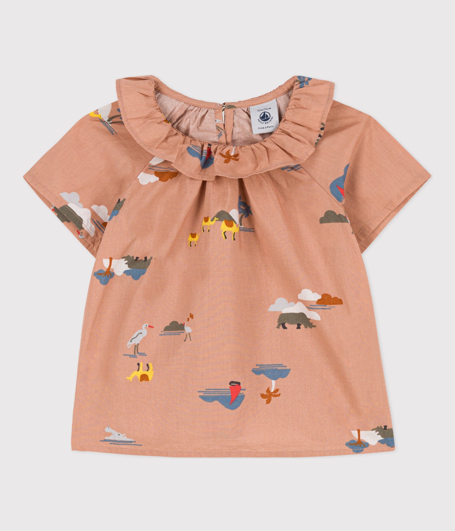 BAIBES SJORT-SLEEVED PATTEREND POPLIN BLOUSE BAIBES SJORT-SLEEVED PATTEREND POPLIN BLOUSE