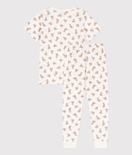 CHILDRENS UNISEX SHORT-SLEEVED LEOPARD PRINT COTTON PYJAMAS