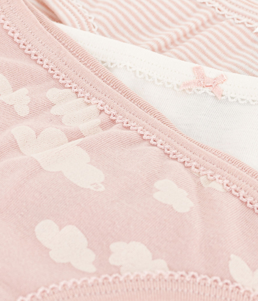 GIRLS' CLOUD PATTERNED COTTON BREIEFS - 3 - PACK