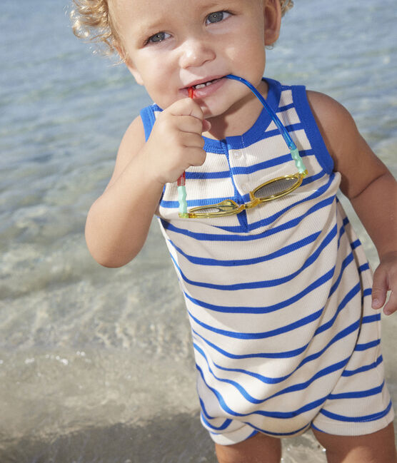 BABIES STRIPED RIB-KNIT PLAYSUIT