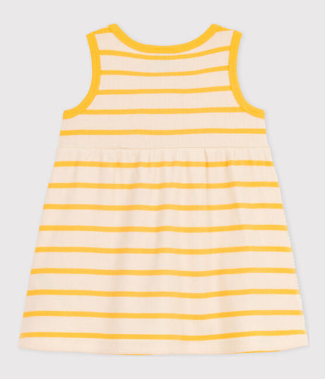 BABIES' SLEEVELESS STRIPED RIB-KNIT DRESS