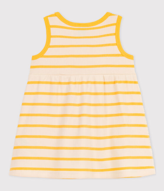 BABIES' SLEEVELESS STRIPED RIB-KNIT DRESS