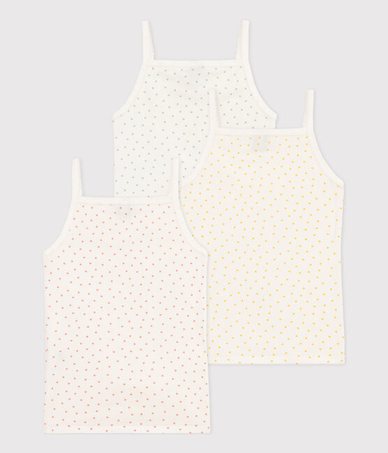 GIRLS MINI HEART PATTERNED COTTON STRAPPY VEST PACK