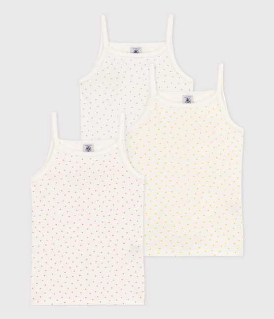 GIRLS MINI HEART PATTERNED COTTON STRAPPY VEST PACK