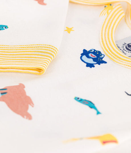 POPPERLESS AND FOOTLESS COTTON SEA ANIMALS SLEEPSUIT