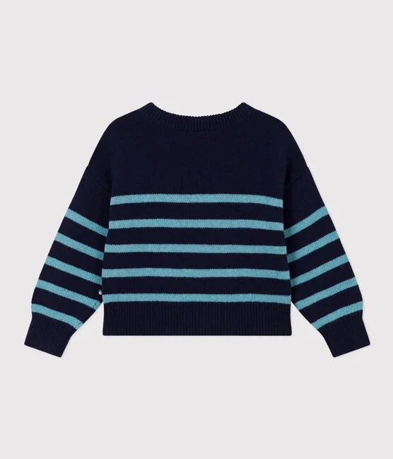 Children's Unisex Stripy Wool And Cotton Pullover