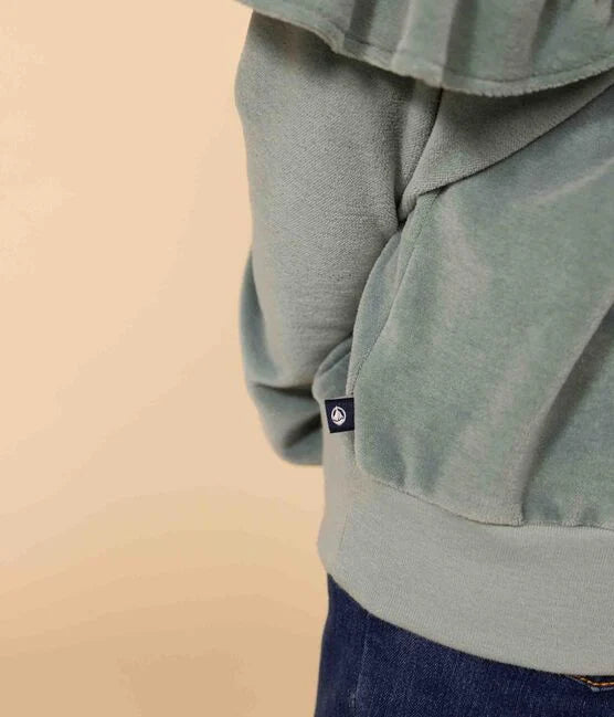 GIRLS' PLAIN TERRY VELOUR SWEATSHIRT GIRLS' PLAIN TERRY VELOUR SWEATSHIRT