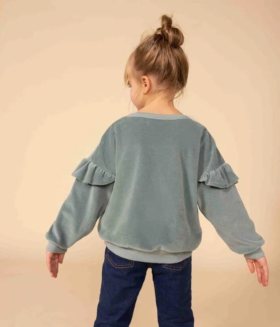 GIRLS' PLAIN TERRY VELOUR SWEATSHIRT GIRLS' PLAIN TERRY VELOUR SWEATSHIRT