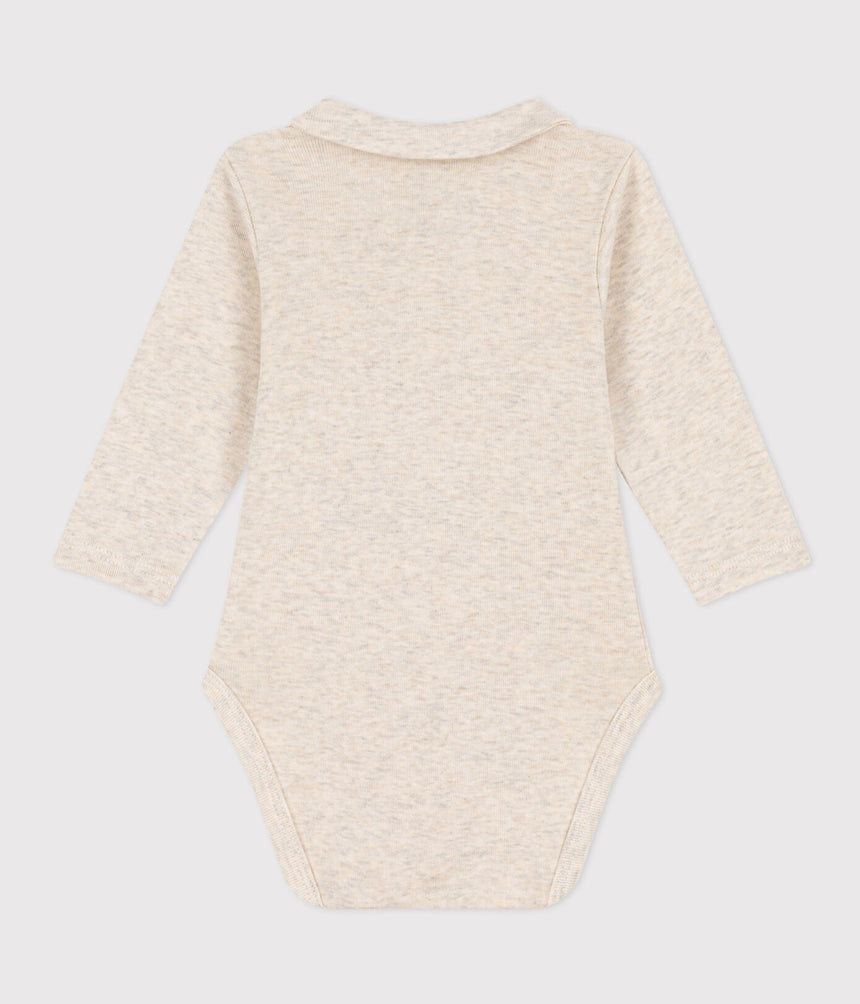 BABIES' LONG-SLEEVED COTTON BODYSUIT WITH COLLAR