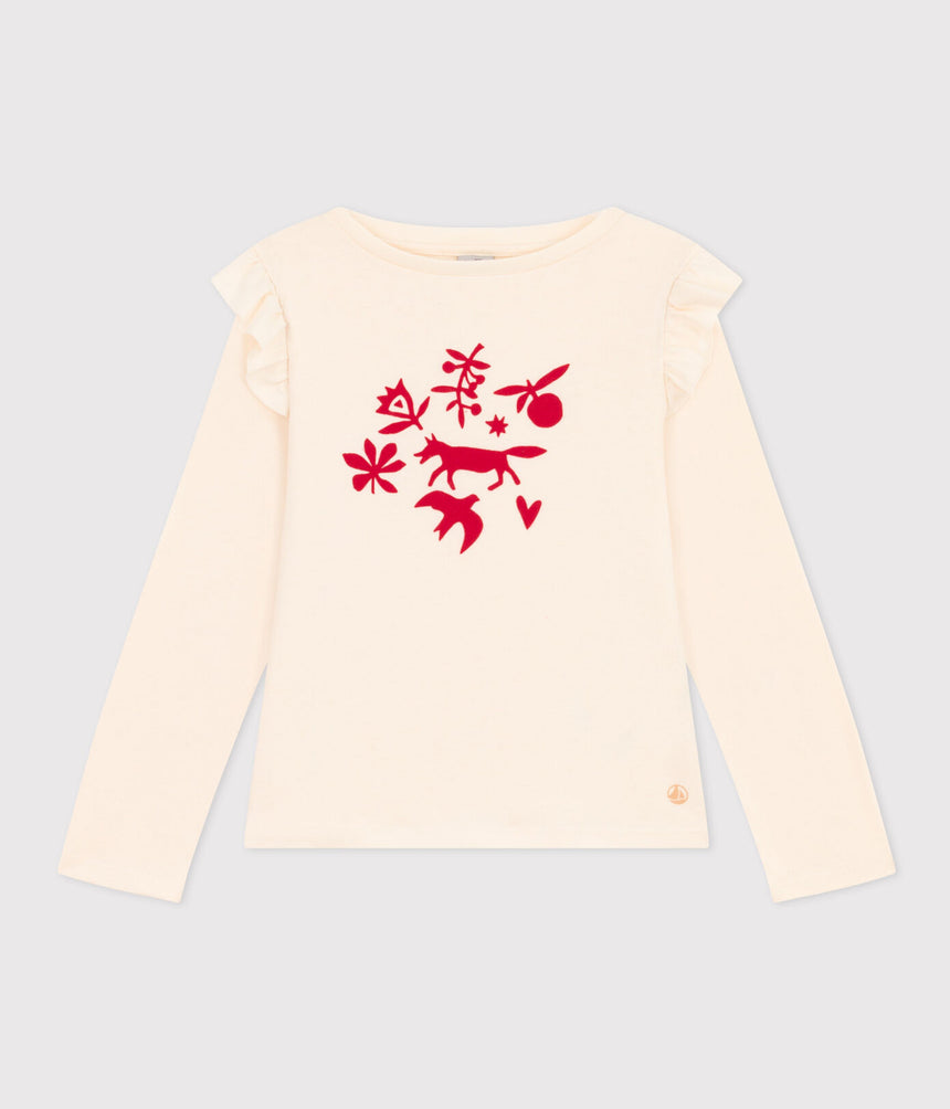 GIRLS' LONG-SLEEVED COTTON T-SHIRT