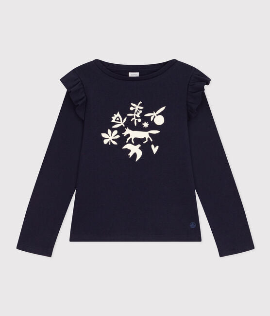 GIRLS' LONG-SLEEVED COTTON T-SHIRT