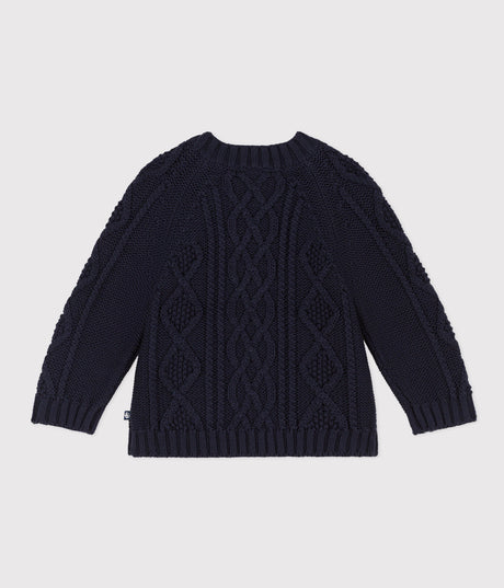 BABIES' CABLE KNIT COTTON PULLOVER