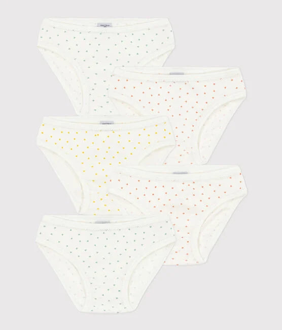 GIRLS MINI HEART PATTERNED COTTON BRIEFS PACK OF 5