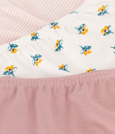GIRLS' FLORAL COTTON HIPSTERS - 3 - PACK