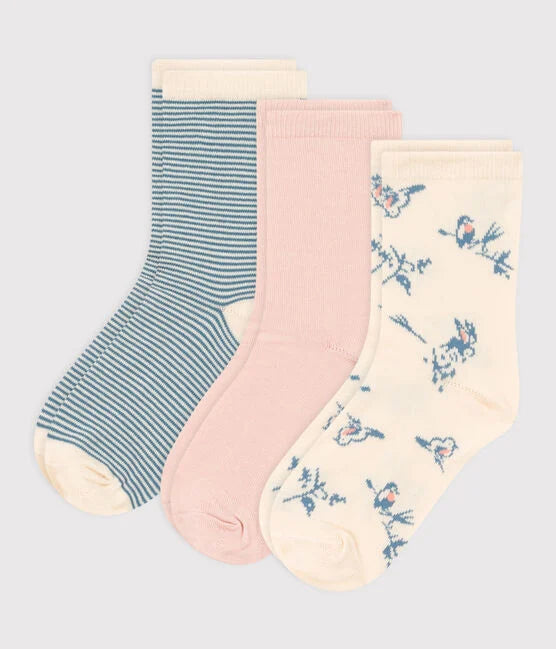 GIRLS' BIRD THEMED SOCKS - 3-PACK