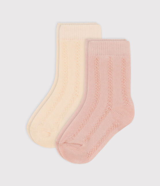 BABIES' PLAIN COTTON JERSEY SOCKS - 2-PACK