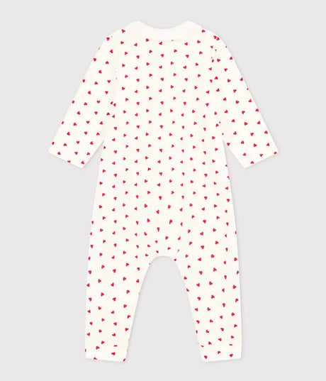 BABIES' LITTLE HEART PATTERNED FLEECE JUMPSUIT